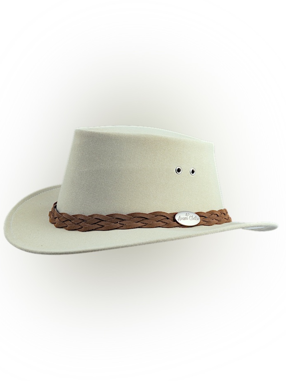 Aussie Chiller “Bushie” Cream Soakable Cooling Hat Braided Taupe Band Size L - Picture 4 of 8